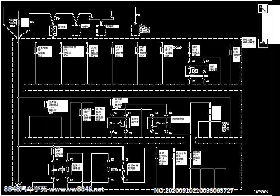 2012别克凯越电路图8.19.2.2配电示意图（发动机罩下保险丝盒－电池正极）（新凯越）